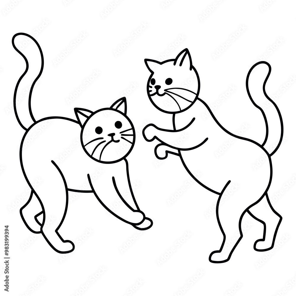 Cats play basketball line art Cats play basketball line art