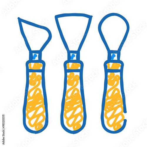 shovels pottery tools doodle icon sketch vector. shovels pottery tools sign. isolated symbol illustration