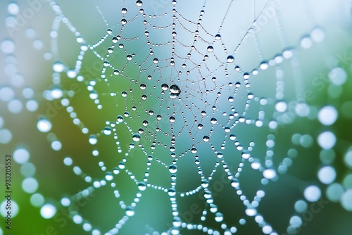 spider web with dew drops photo