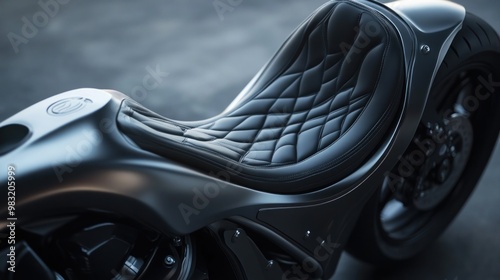 Custom Motorcycle Seat with Diamond Stitching photo