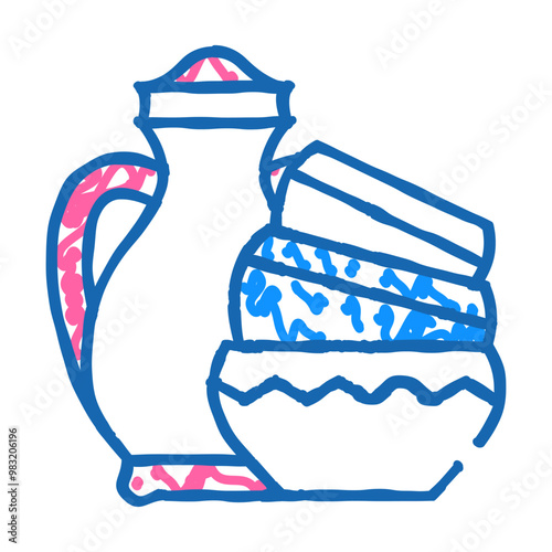 finished pottery products doodle icon sketch vector. finished pottery products sign. isolated symbol illustration