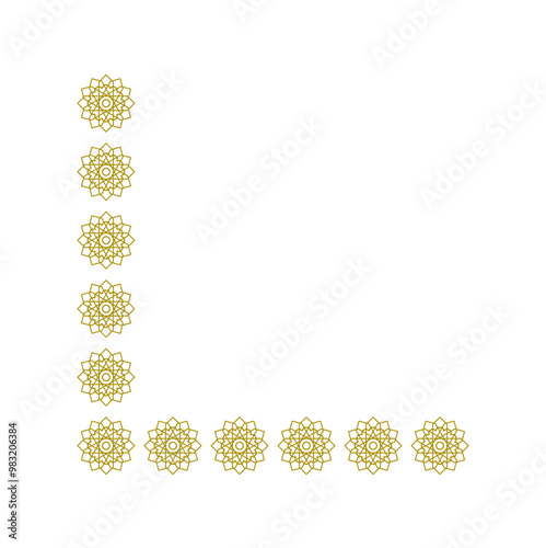 Golden arabic ornament corner border
