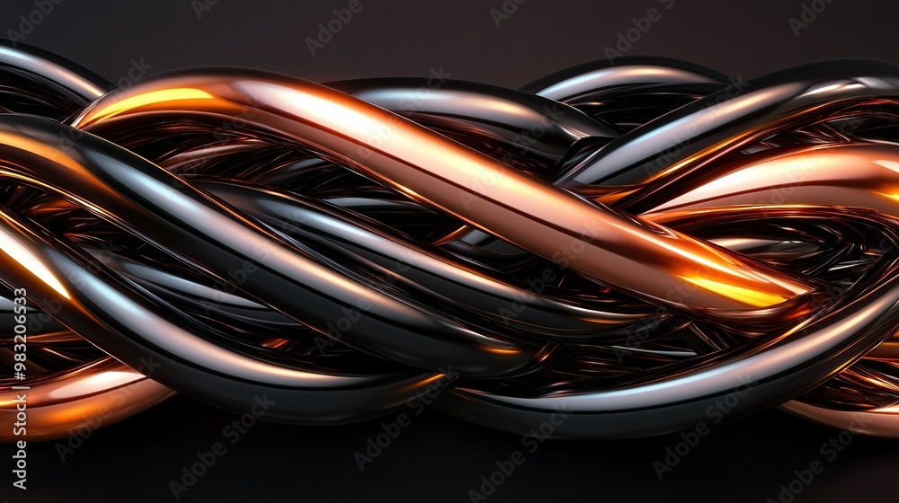   Metal object resembling snake's tail, illuminated by yellow light