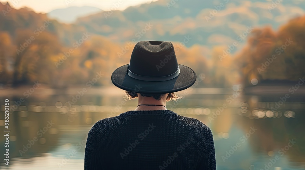 a woman wearing a black hat a woman wearing a black hat