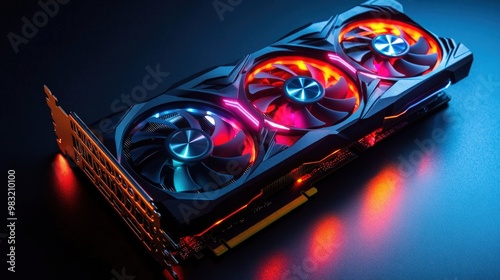 A high-performance graphics card with RGB lighting photo