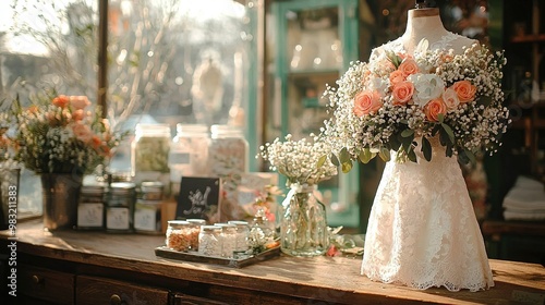  A table topped with vases holding flowers and baby's breath