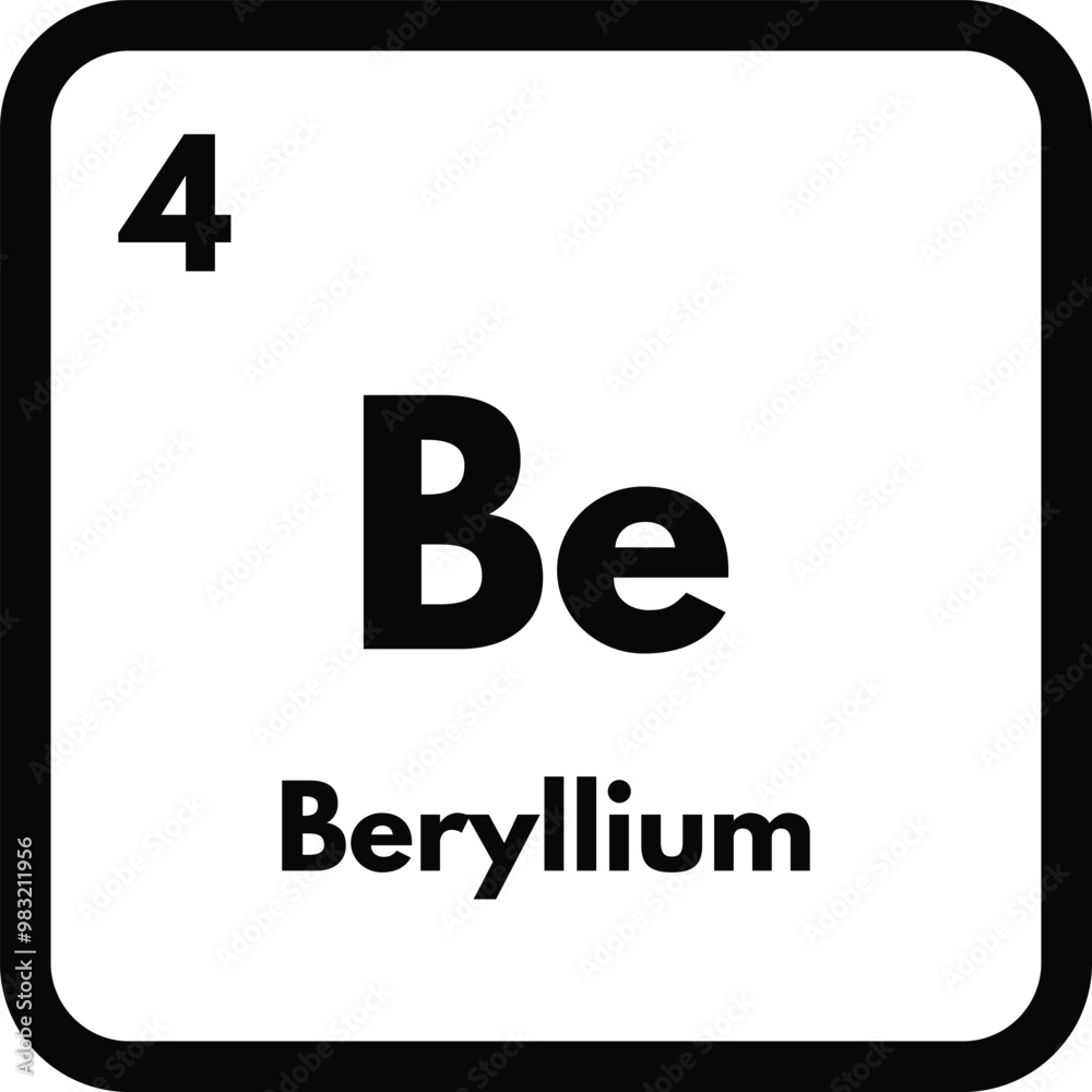 Beryllium chemical element icon isolated on white background . Beryllium icon vector Beryllium chemical element icon isolated on white background . Beryllium icon vector