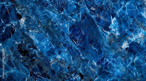 Rich blue marble texture background featuring striking patterns and veins