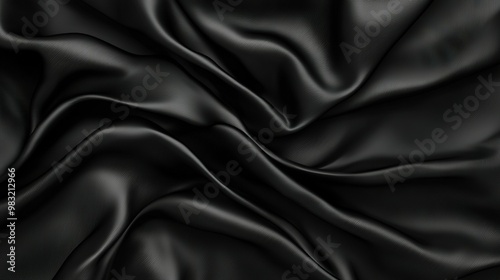  A detailed photo of black fabric with a complex wave pattern centered on the image and positioned at the bottom right corner