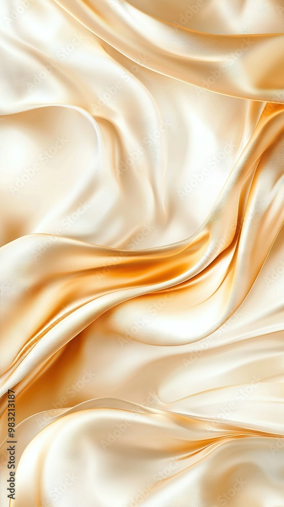 Obraz premium Close-up of white fabric with gold stripes on top and bottom