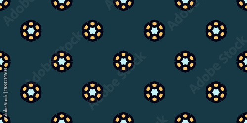 Vintage style floral pattern decorative background geometric motif abstract design. Small element flower shape texture. Scarf, dress, shirt textile fabric swatch. Easy to recolor all over print block.