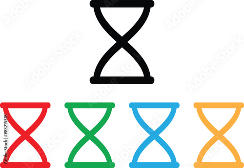 Colorful hourglass icon set in different colors isolated on white background . Vector illustration