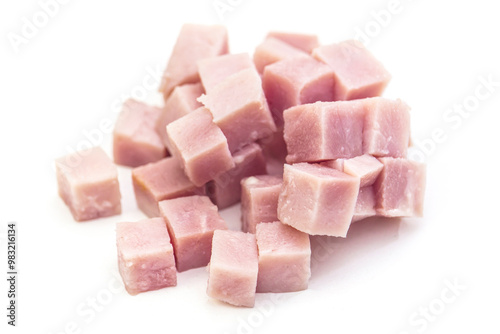 Meat sliced ​​pieces isolated on white background