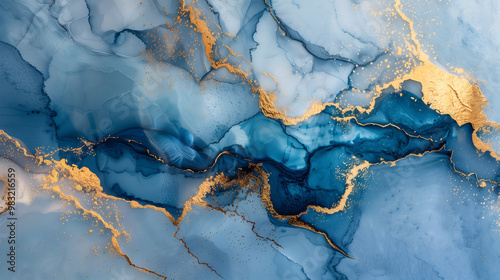 Elegant blue and gold marble texture background ideal for art and design projects
