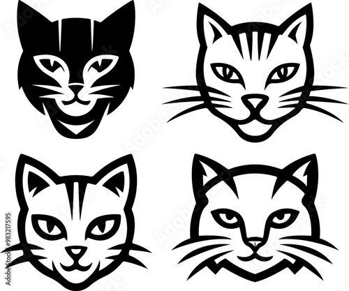 Cat head isolated on white background. Vector illustration