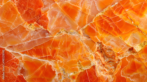 Vibrant orange marble texture showcasing intricate patterns in natural stone formation