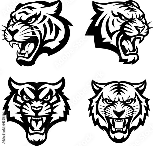 tiger head illustration isolated on white background. Images for logo, label, emblem. Vector illustration. photo