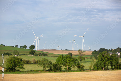 wind turbines in landscape of champagne-ardenne in france