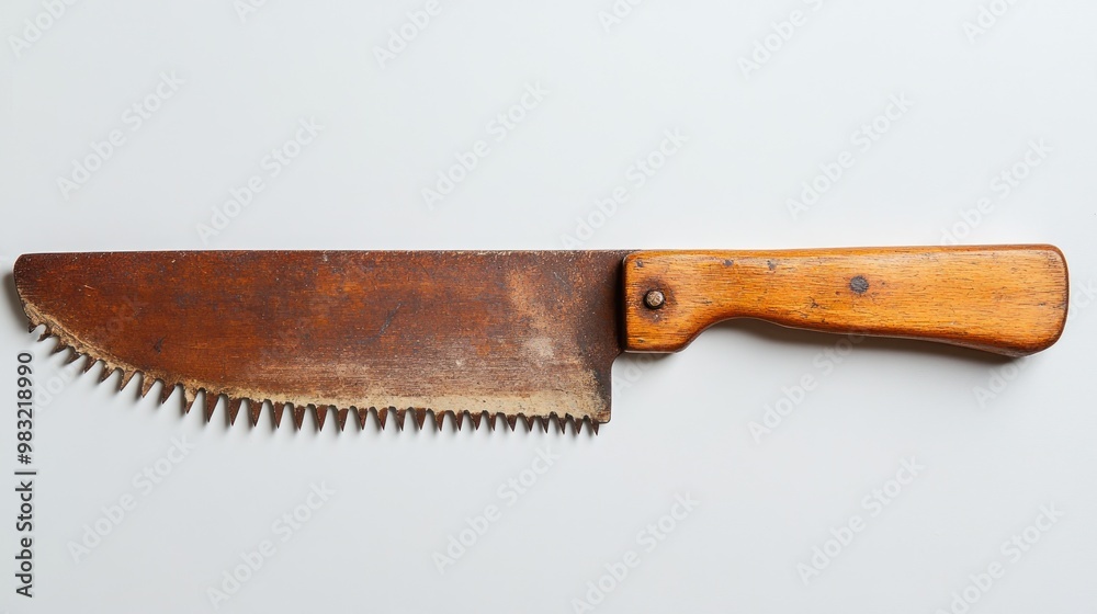 Old Rusty Hand Saw with Wooden Handle Old Rusty Hand Saw with Wooden Handle