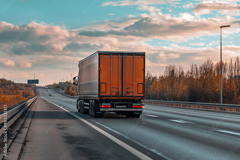 Driving a large truck on the highway Driving a large truck on the highway