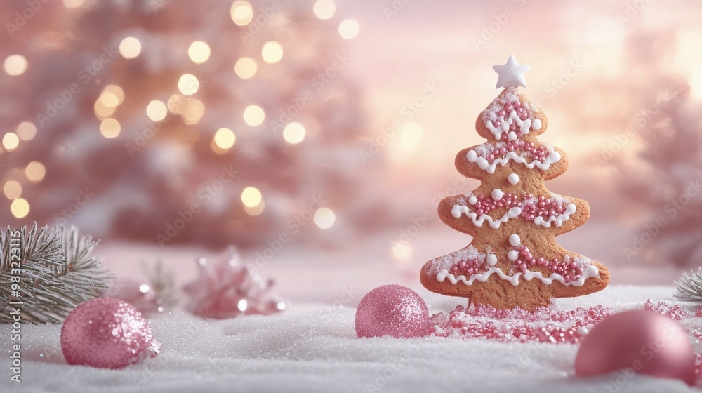 Gingerbread cookies and festive decorations on wooden table during winter season Gingerbread cookies and festive decorations on wooden table during winter season