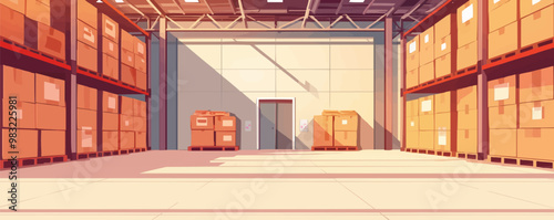 Warehouse Storage Area Perspective, Vector flat minimalistic isolated illustration