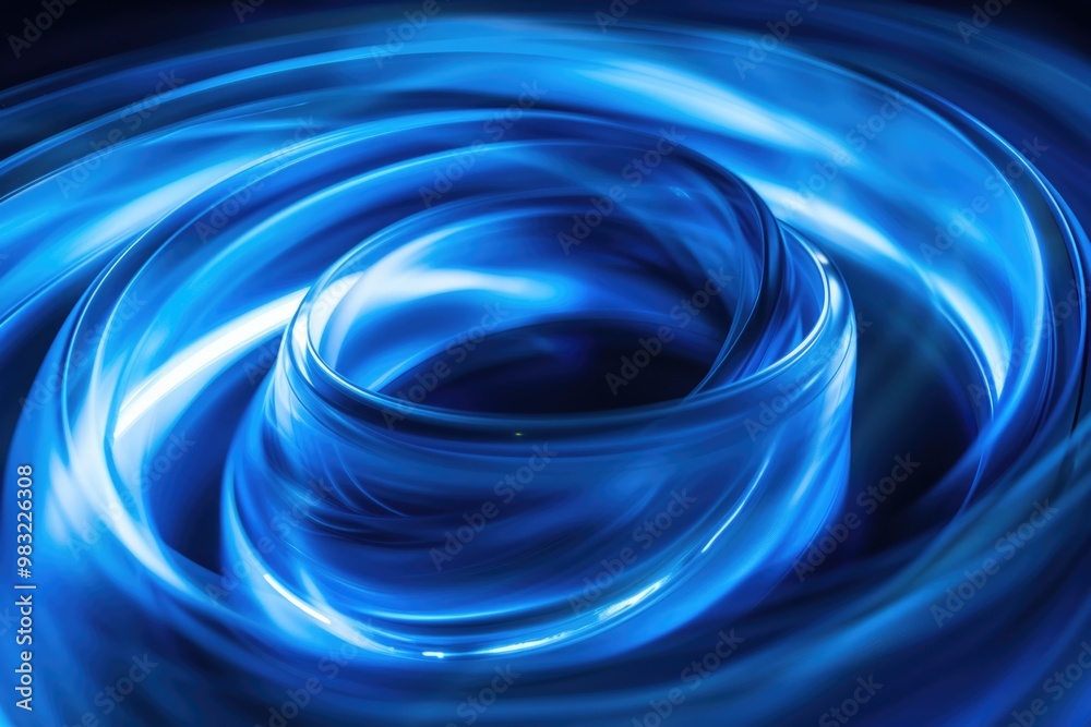 A blue spiral shape against a dark background A blue spiral shape against a dark background