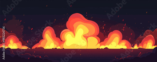 Searing blaze effect, Vector flat minimalistic isolated illustration