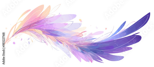 Abstract representation of angel wings using flowing shapes and celestial colors, evoking a sense of divine grace. , Vector flat minimalistic isolated illustration