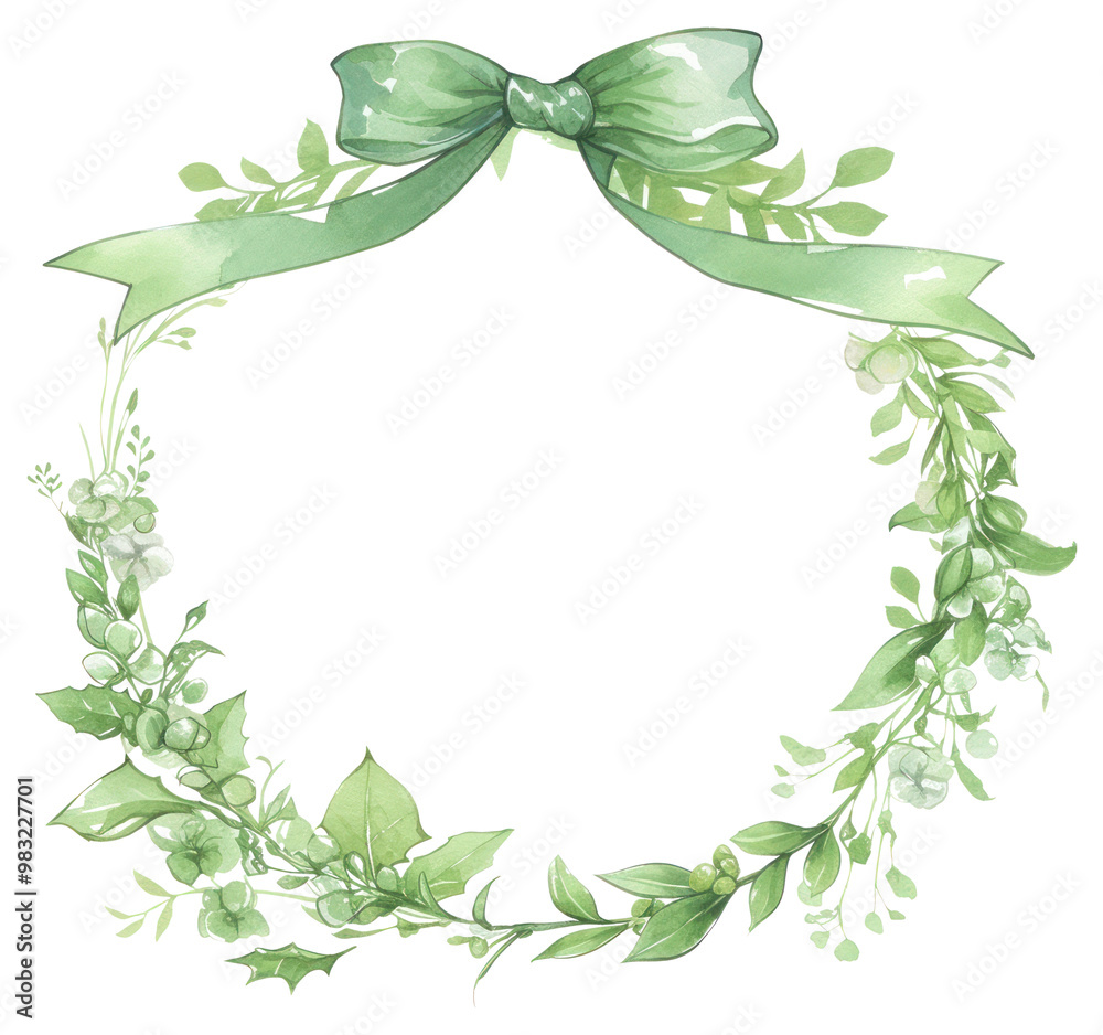 Fototapeta premium PNG Elegant green floral wreath illustration
