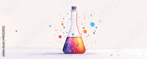 A test tube, its contents bubbling with scientific inquiry, representing the pursuit of knowledge, depicted on a pristine white background. Vector flat minimalistic isolated illustration.