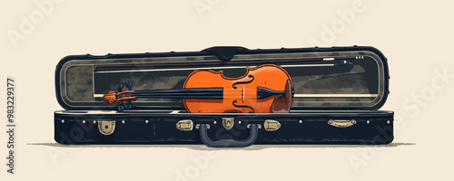 A violin in its case. Vector flat minimalistic isolated illustration.
