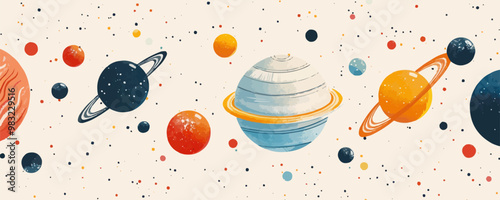 Toy planets on a white background. Vector flat minimalistic isolated illustration.