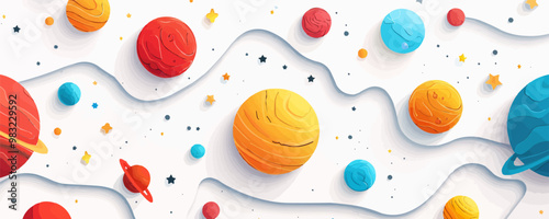 Toy planets on a white background. Vector flat minimalistic isolated illustration.