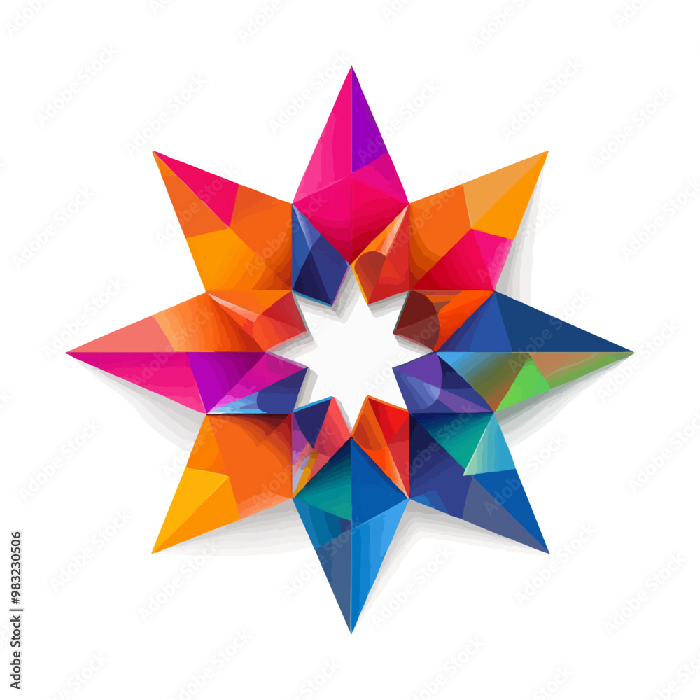 Abstract geometric star icon flat on white isolated background, vector design. Abstract geometric star icon flat on white isolated background, vector design.