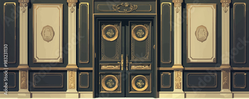 Classic door motif, Vector flat minimalistic isolated illustration