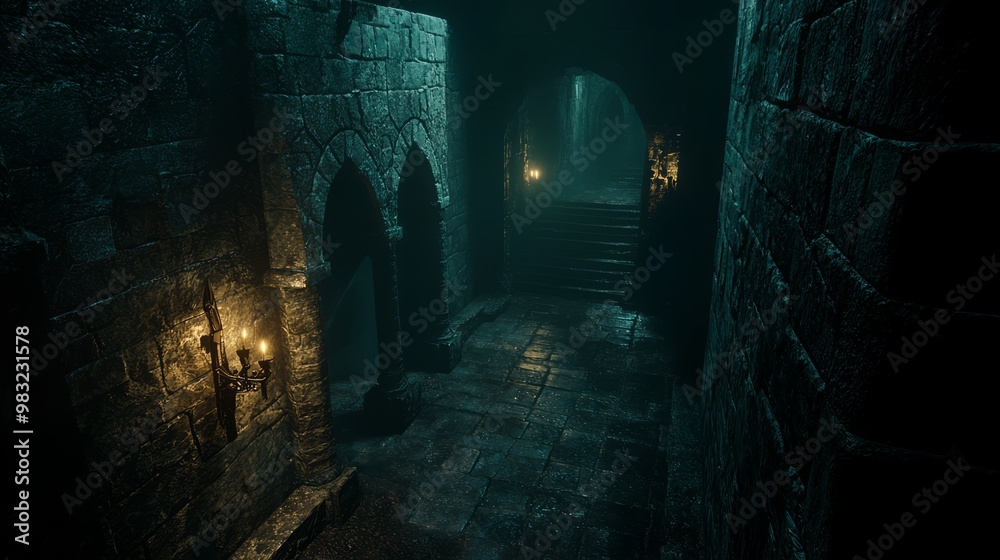 Eerie 3D Dungeon of Dark Artifacts and Flickering Lights - Explore the Shadows of Mystery and Danger Eerie 3D Dungeon of Dark Artifacts and Flickering Lights - Explore the Shadows of Mystery and Danger
