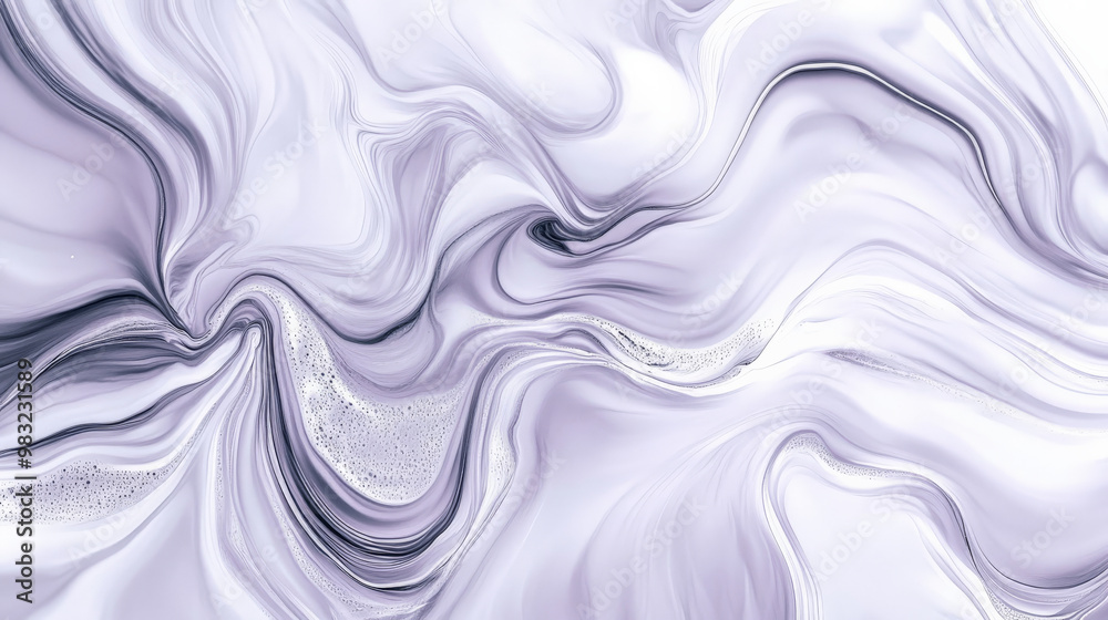 Obraz premium Liquid marble texture in soft lilac and light grey, with smooth flowing lines and organic swirling patterns throughout.