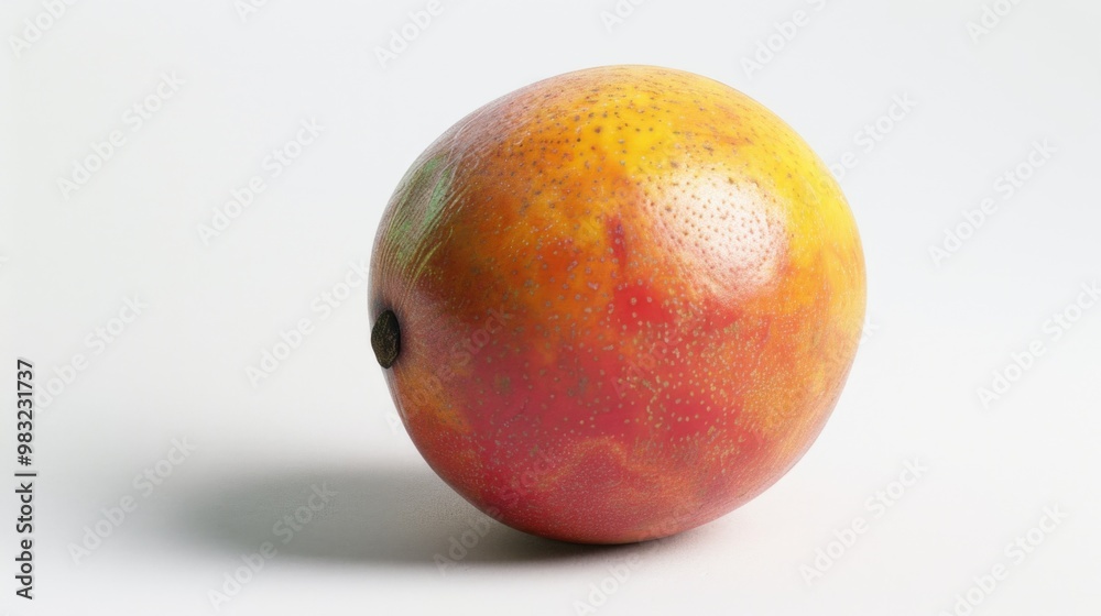 A single mango fruit sits on a white surface A single mango fruit sits on a white surface