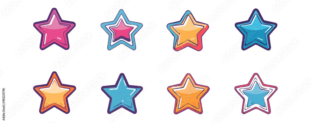 Collection of star icons with bold and thin outlines, Vector flat minimalistic isolated illustration Collection of star icons with bold and thin outlines, Vector flat minimalistic isolated illustration