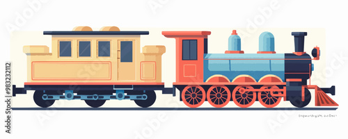 Toy train on a white background. Vector flat minimalistic isolated illustration.