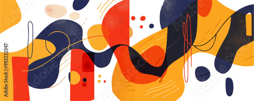 Contemporary abstract artwork with irregular forms and vibrant contrasts, expressing creativity and innovation. , Vector flat minimalistic isolated illustration
