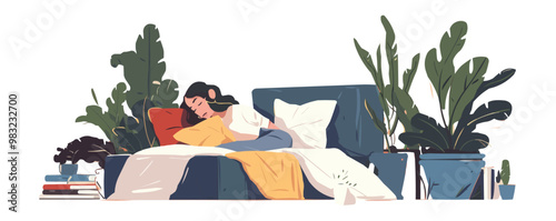 Cozy Bed Vector flat minimalistic isolated illustration