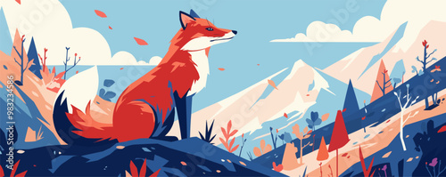 Cunning Fox Vector flat minimalistic isolated illustration