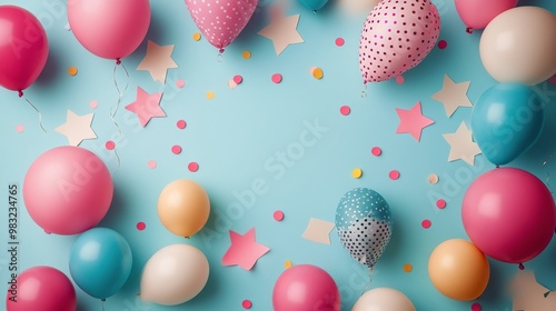 Colorful balloons and sparkling lights create a festive atmosphere for a cele...