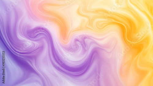 Fluid colorful swirls of pastel yellow and soft purple flowing seamlessly into each other, creating a soothing abstract design.