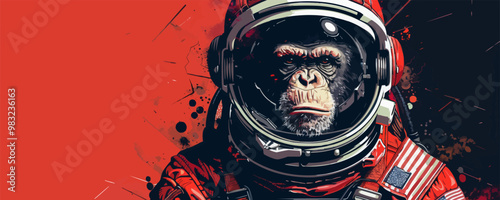 Monkey Astronaut vector simple illustration