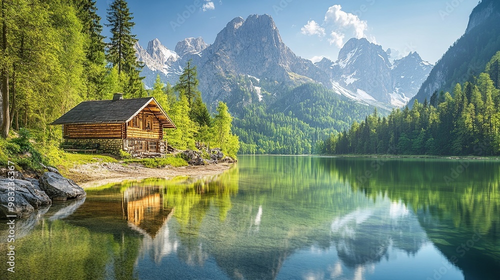 A beautiful paradise landscape background with clear skies, lush greenery, and calm waters, creating a serene and tropical atmosphere A beautiful paradise landscape background with clear skies, lush greenery, and calm waters, creating a serene and tropical atmosphere