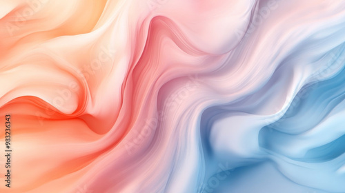 Fluid swirls in soft peach and pastel blue blending together to form a smooth, calming abstract background.