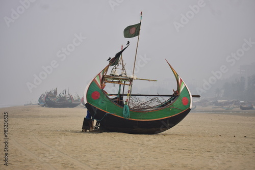 Obraz na plátne Sampan boat in Cox's Bazar Bangladesh